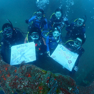 300本記念3ボートダイブからの熱海花火大会