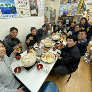 2020年最初の交流会は牡丹鍋(ぼたんなべ,猪肉の鍋)